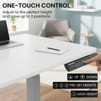 FORTIA Sit to Stand Standing Desk, 160x60cm, 72-118cm Electric Height Adjustable, White Desktop/Silver Frame