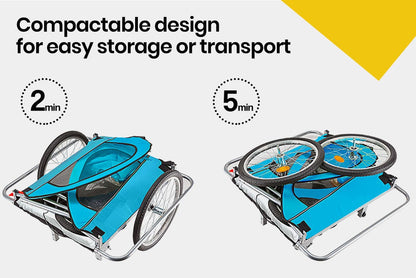 Tag-along Kids Bike Trailer Child Bicycle Pram Stroller Children Jogger Blue