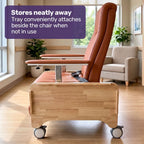 EQUIPMED Mobile High-Back Reclining Day Chair, Adjustable and Removable Meal Tray, Drop Down Armrests, 3 Heights, Leg Rest, Waterproof Leatherette