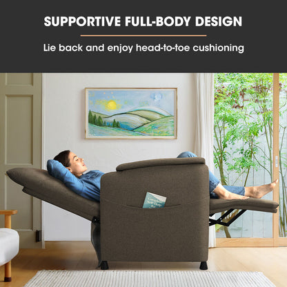 FORTIA Electric Armchair Recliner, Single Fabric Chair, Biege