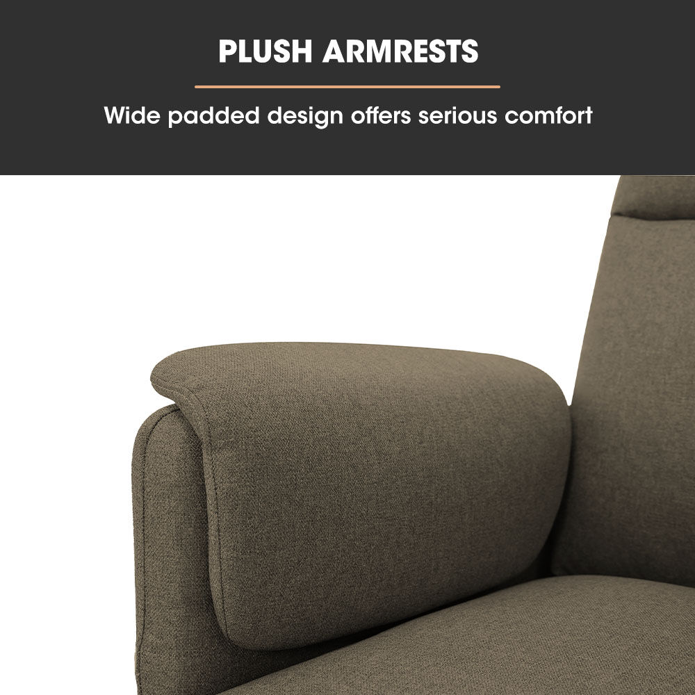 FORTIA Electric Armchair Recliner, Single Fabric Chair, Biege