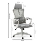 FORTIA Ergonomic Mesh Office Chair Computer Seat with Headrest Adjustable Recline, White/Grey