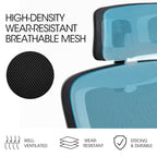FORTIA Ergonomic Office Desk Chair, Lumbar Support, Mesh Fabric, Adjustable Headrest, Retractable Armrests, Black