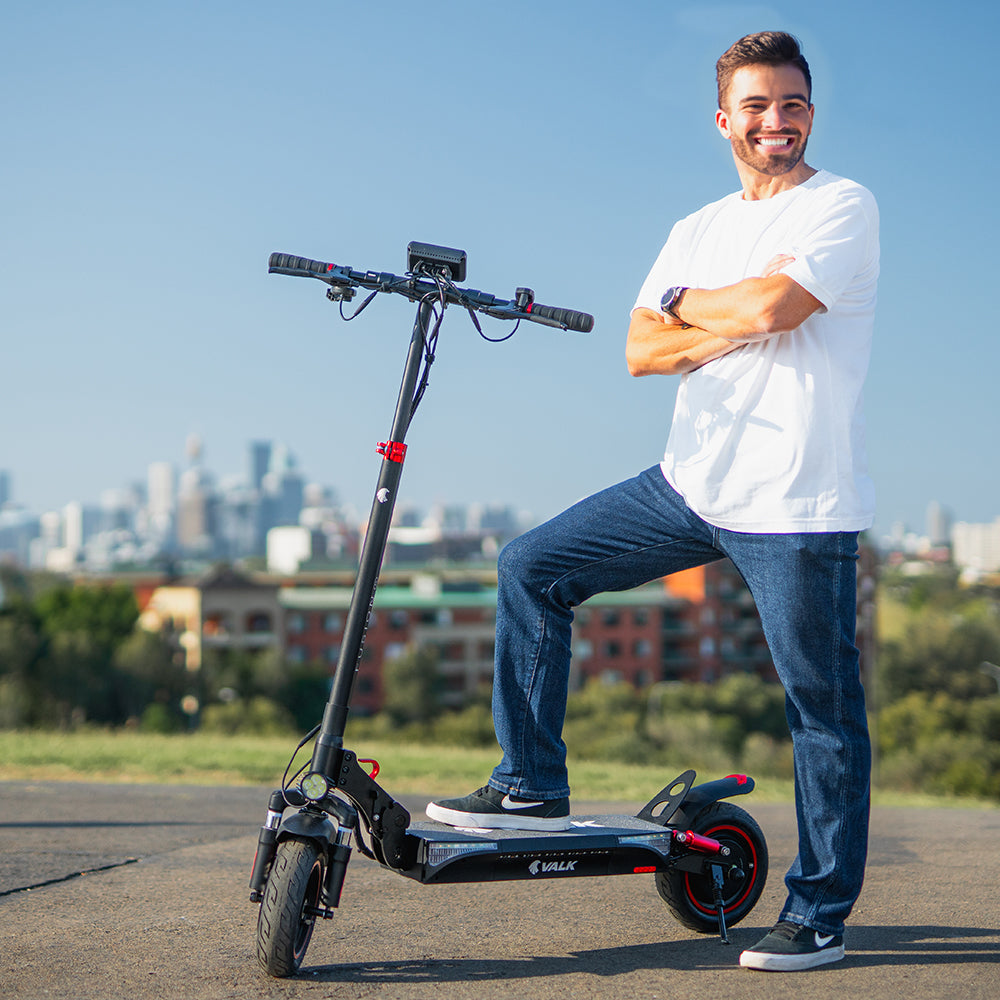 VALK Fusion 5 Electric Scooter, 500W, AU Compliant, 48V 13Ah Lithium, 50km Range, 40km/h, Quad Shocks, 10 inch Tyres