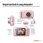 Kids HD Digital Camera Pink - Children's Selfie Photo Video 2.4 Inch Screen