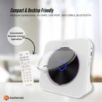 Tooleroo USB Rechargeable Desktop CD Player Speaker – Bluetooth Portable White