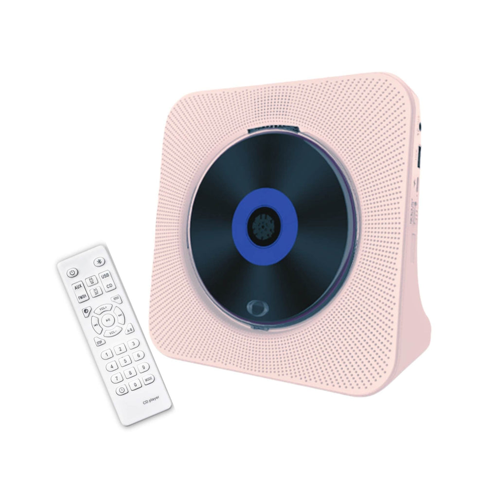 Tooleroo USB Rechargeable Desktop CD Player Speaker – Bluetooth Portable Pink