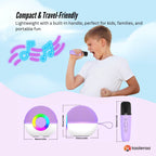 Mini Karaoke Machine - 2x Wireless Microphones Portable Bluetooth Speaker Purple