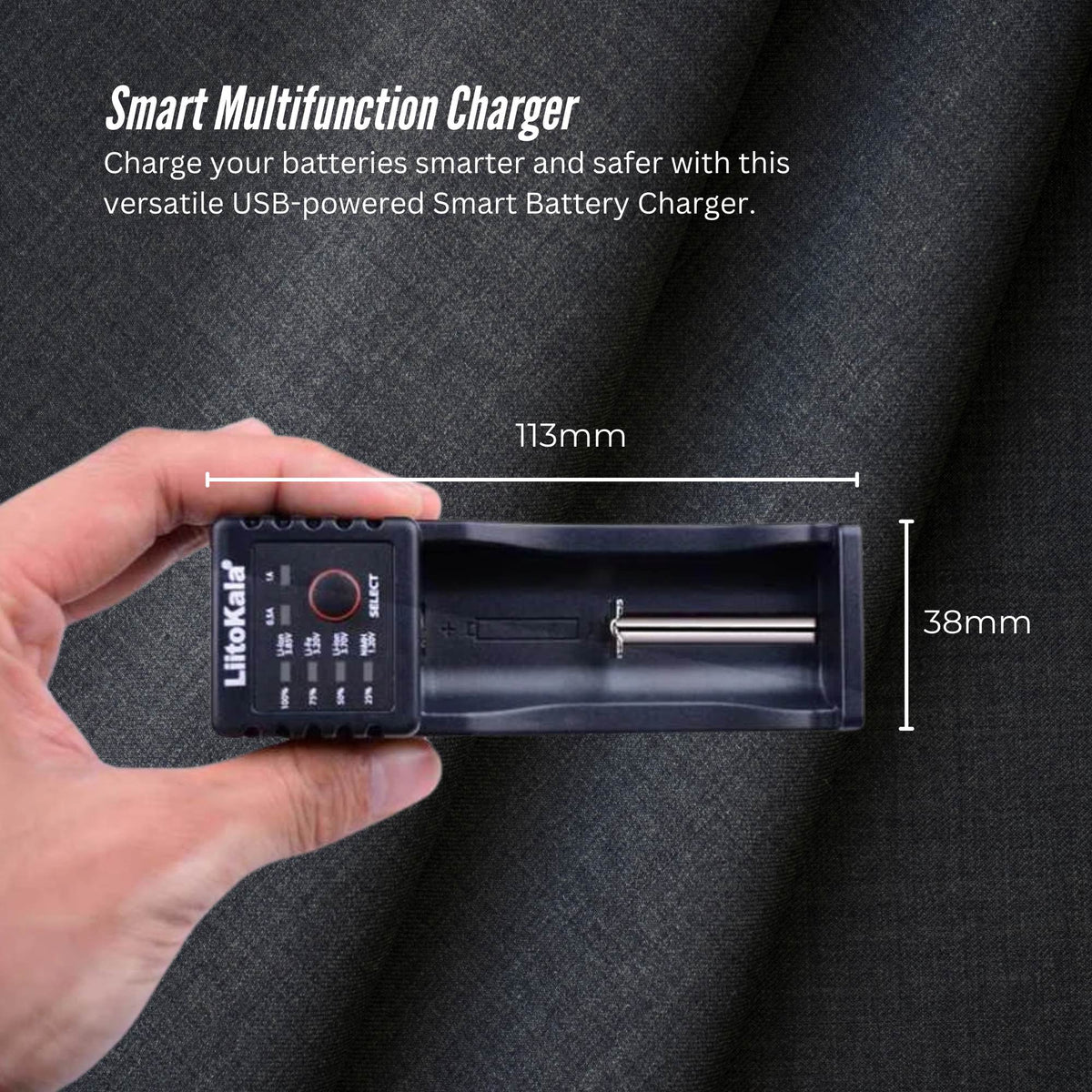 LiitoKala Lii-100 Smart Battery Charger - USB Output for 18650 AA AAA Li-ion NiMH