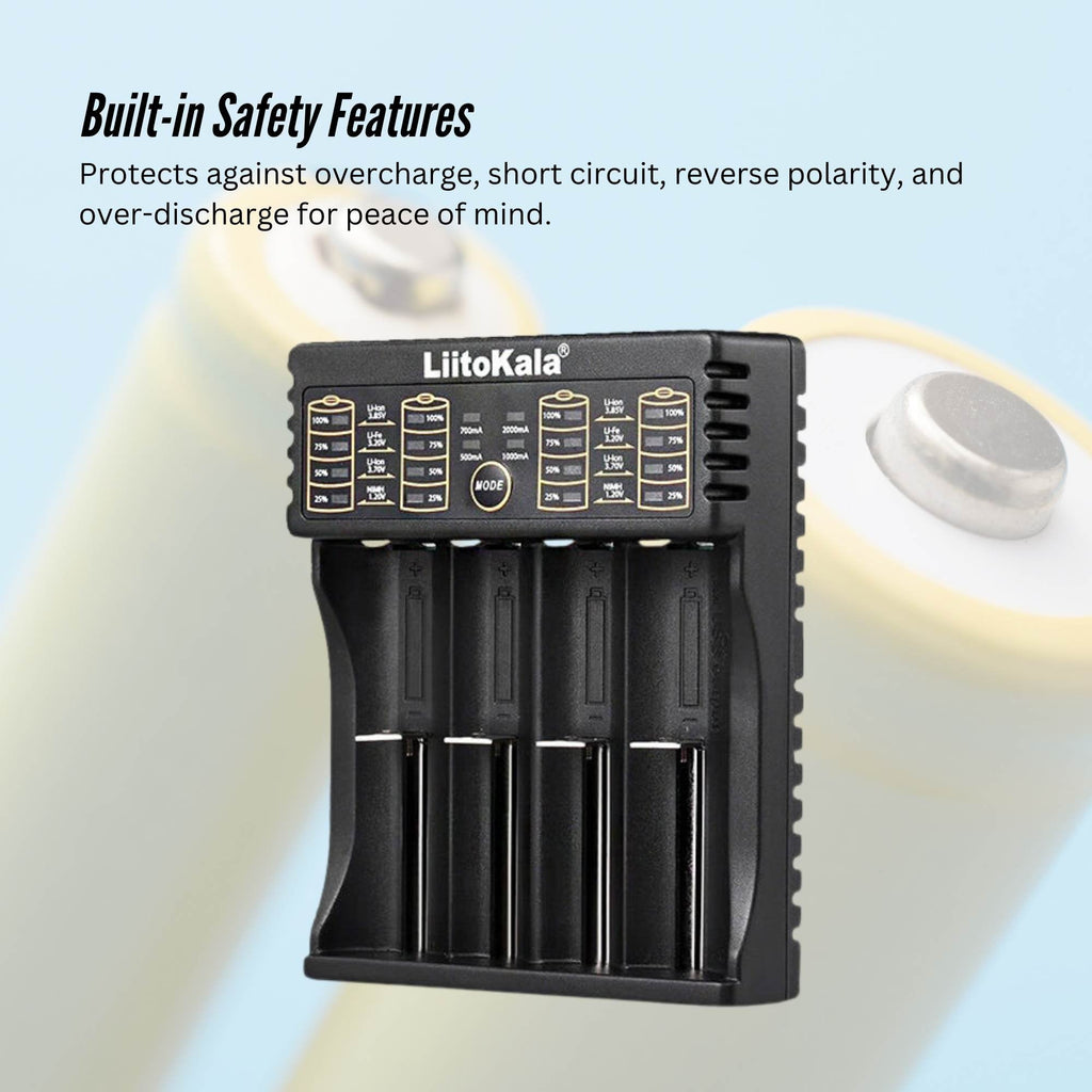 LiitoKala Lii-402 Smart Battery Charger - 4-Slot USB for 18650 AA AAA Li-ion NiMH