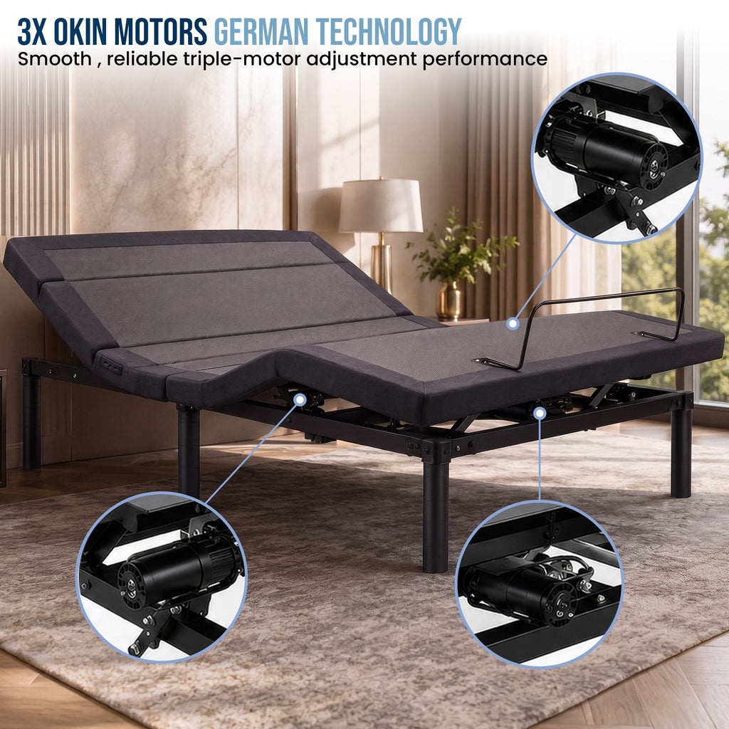 Therapedic Advance Double Adjustable Bed Frame Base with Head Tilt, Massage, USB & Wireless Remote