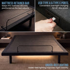 Therapedic Advance Double Adjustable Bed Frame Base with Head Tilt, Massage, USB & Wireless Remote