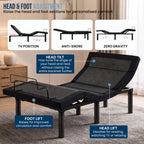 Therapedic Advance King Single Adjustable Bed Frame Base with Head Tilt, Massage, USB & Wireless Remote
