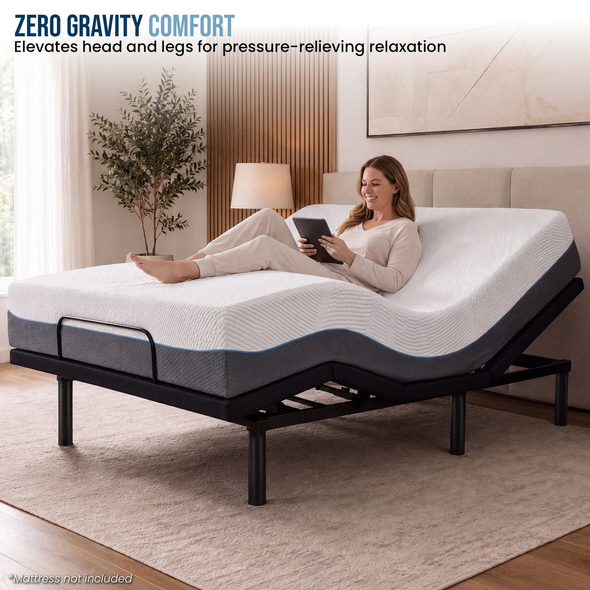 Therapedic Motion Double Adjustable Bed Base Electric Motorised Frame with Wireless Remote & Preset