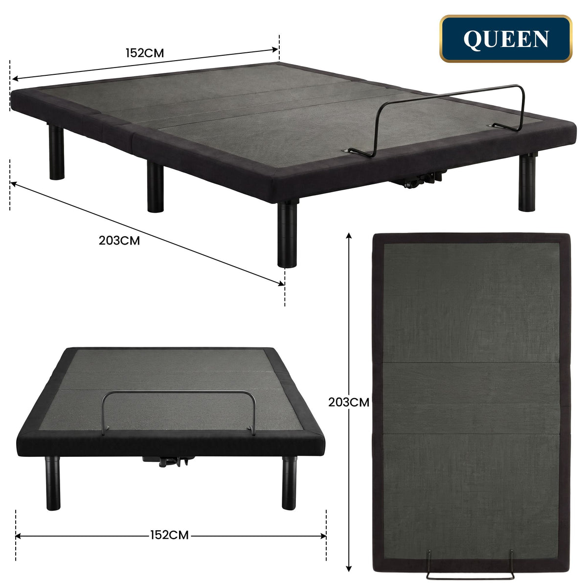 Therapedic Motion Queen Adjustable Bed Base Electric Motorised Frame with Wireless Remote & Preset