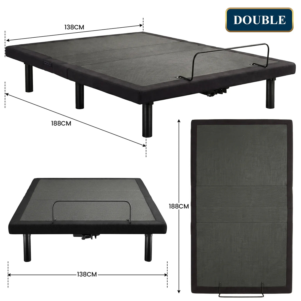 Therapedic Versa Electric Double Adjustable Bed Base Frame with Massage Dual Motor Zero Gravity & Wireless Remote