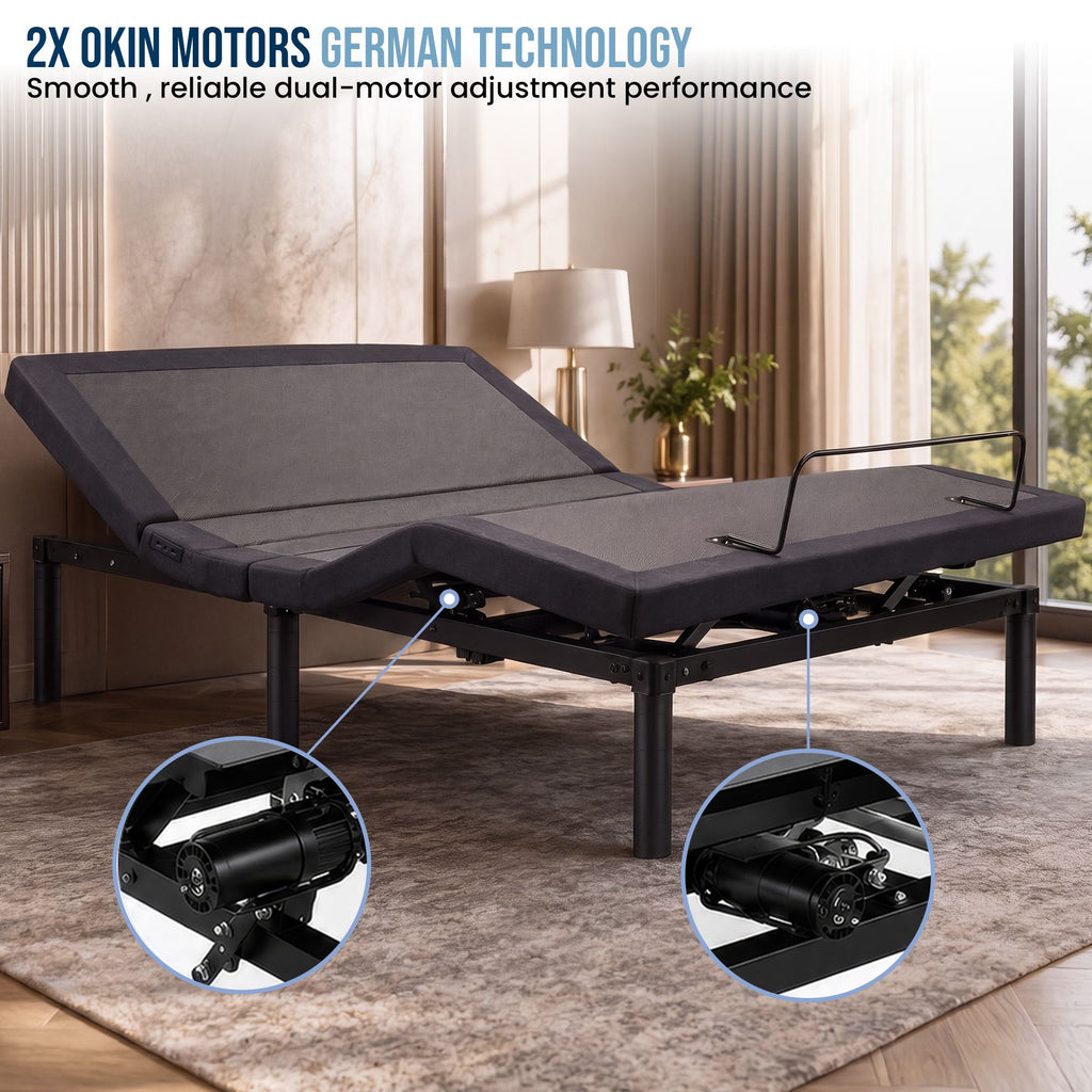 Therapedic Versa Electric Double Adjustable Bed Base Frame with Massage Dual Motor Zero Gravity & Wireless Remote