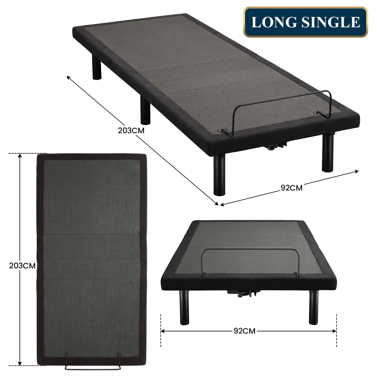 Therapedic Versa Electric Long Single Adjustable Bed Base Frame with Massage Dual Motor Zero Gravity & Wireless Remote