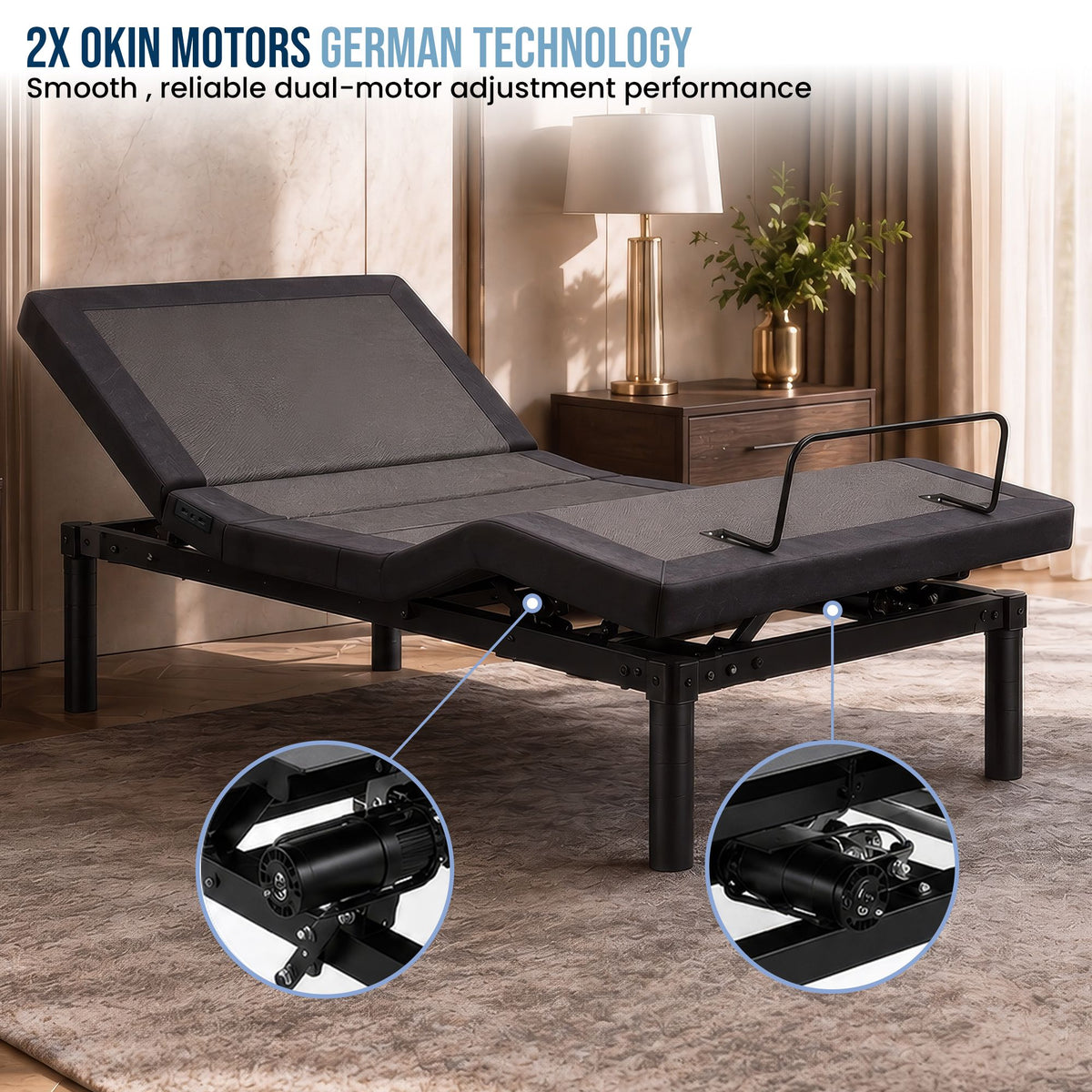 Therapedic Versa Electric Long Single Adjustable Bed Base Frame with Massage Dual Motor Zero Gravity & Wireless Remote