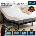 Therapedic Versa Electric Queen Adjustable Bed Base Frame with Massage Dual Motor Zero Gravity & Wireless Remote