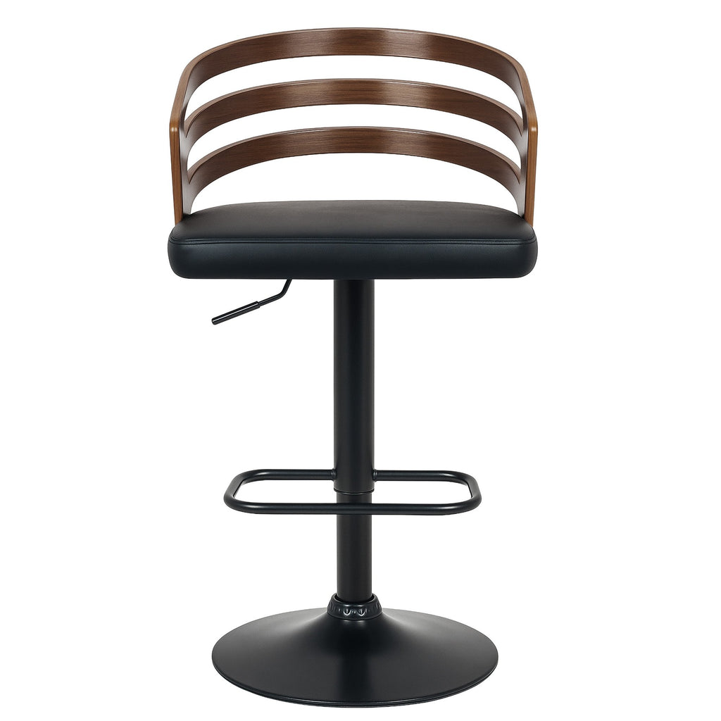 Sarantino Bentwood Walnut Barstool Leather Seat And Metal Base