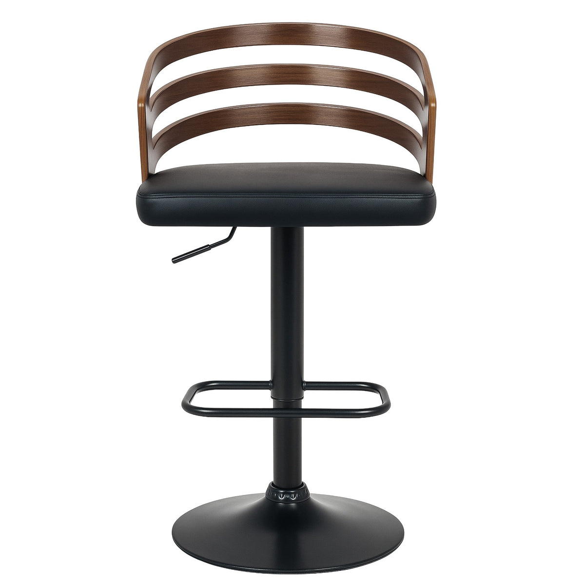 Sarantino Bentwood Walnut Barstool Leather Seat And Metal Base
