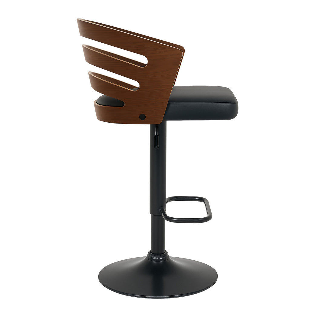 Sarantino Bentwood Walnut Barstool Leather Seat And Metal Base