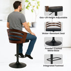 Sarantino Bentwood Walnut Barstool Leather Seat And Metal Base