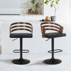 Sarantino Bentwood Walnut Barstool Leather Seat And Metal Base