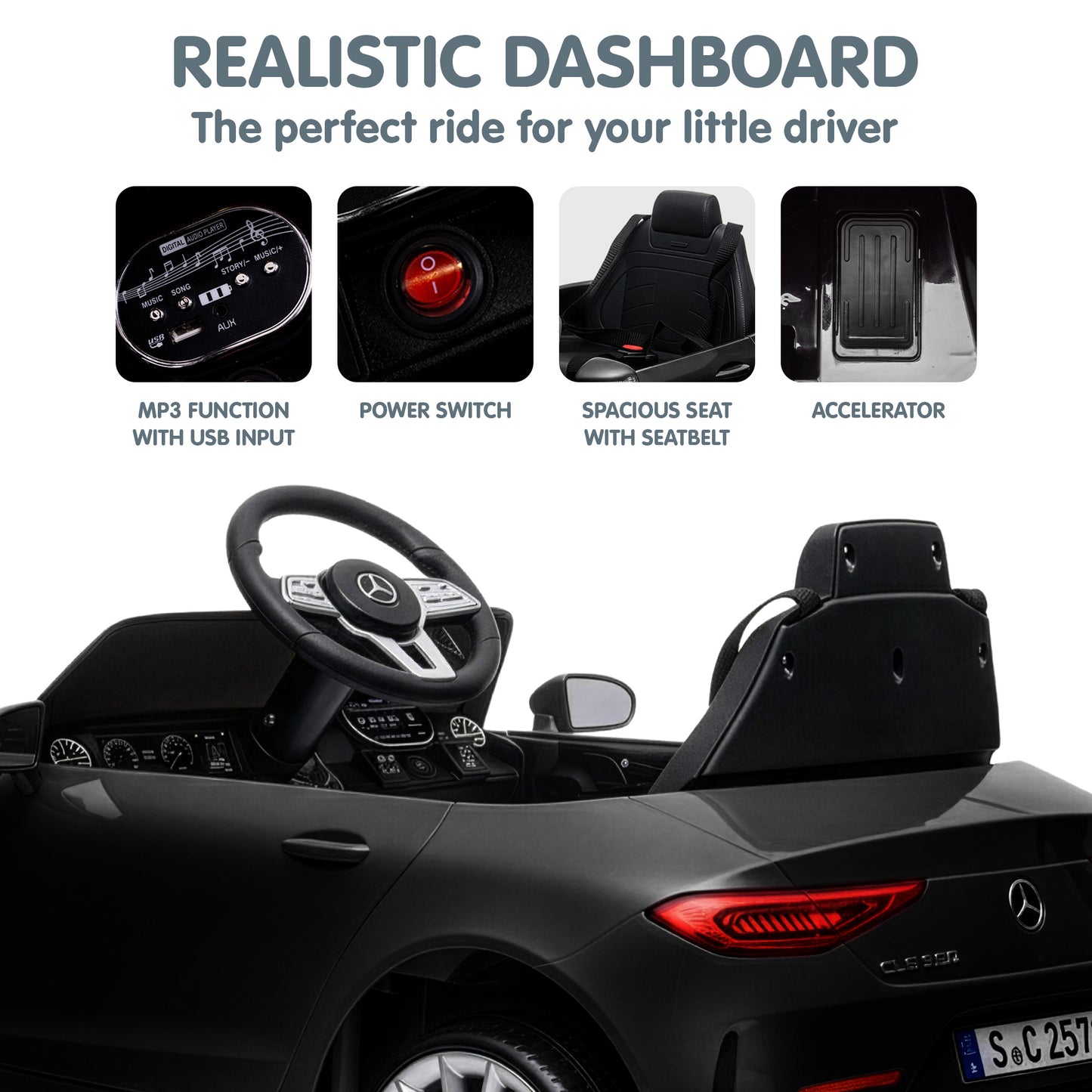 Kahuna Mercedes Benz CLS 350 Kids Electric Ride On Car with Remote Control - Black