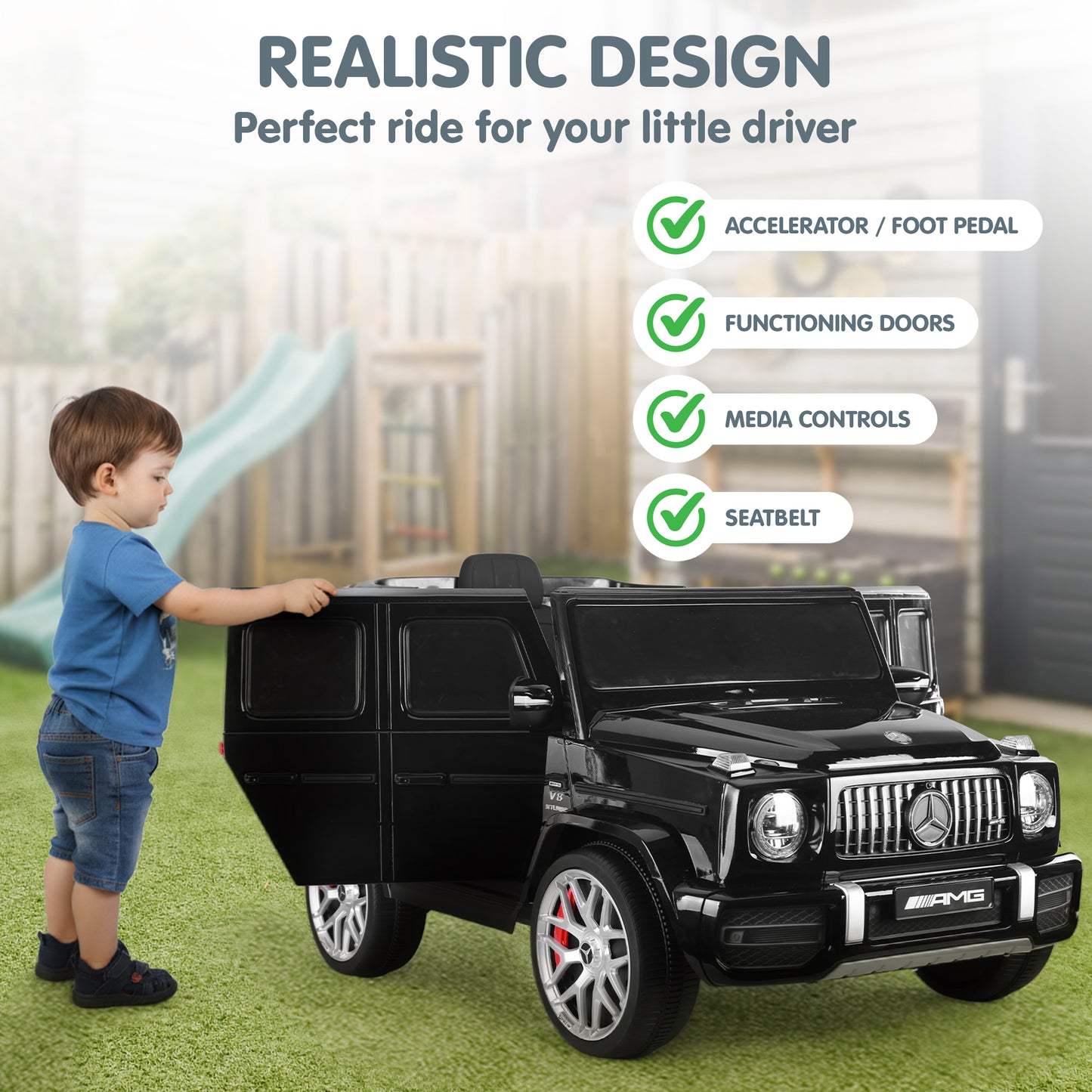 Kahuna Mercedes Benz AMG Licensed G63 Kids Electric Ride On Car Remote Control Dual 25W Motors Music Player LED Lights