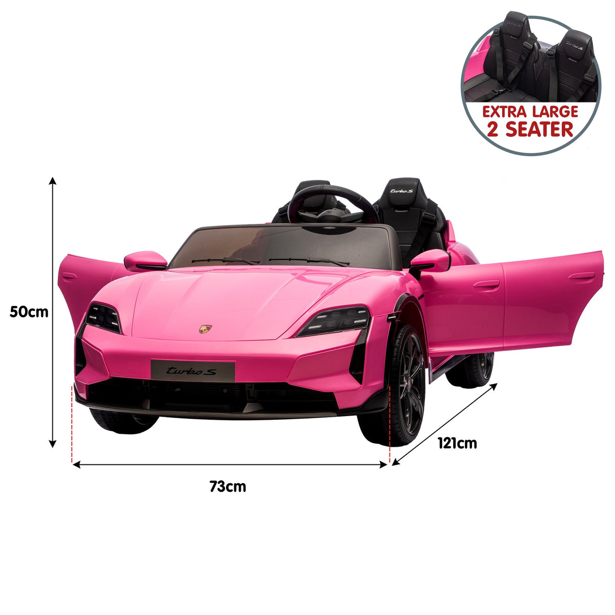 Kahuna Porsche Taycan Turbo S Kids Electric Ride On Car w/Remote Control 90W Four Wheel Suspension 2 Seater w/Seat Belt