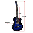 Karrera 38in Cutaway Acoustic Guitar with guitar bag - Blue Burst