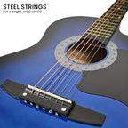 Karrera 38in Cutaway Acoustic Guitar with guitar bag - Blue Burst