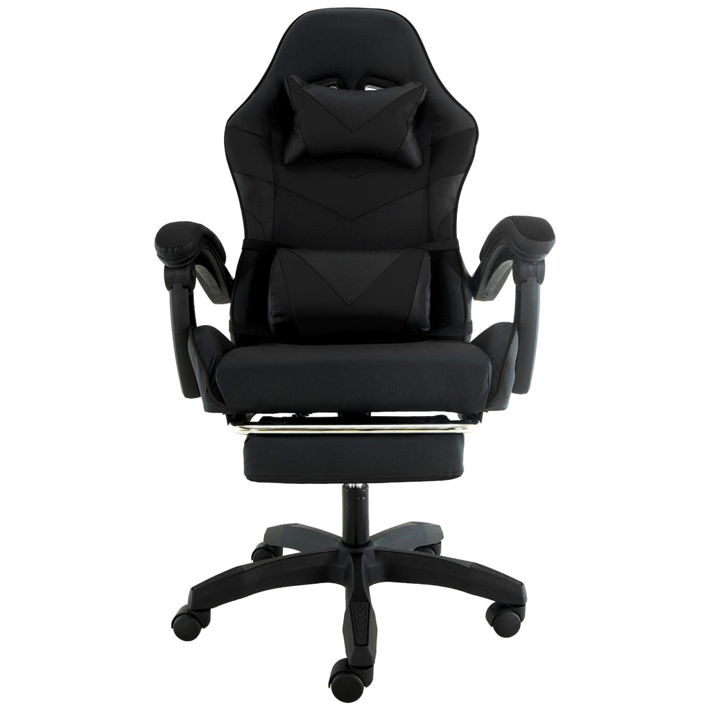 Sarantino Cueva Reclining High Back Office Gaming Chair Black Retractable Footrest Computer Seat