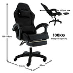 Sarantino Cueva Reclining High Back Office Gaming Chair Black Retractable Footrest Computer Seat