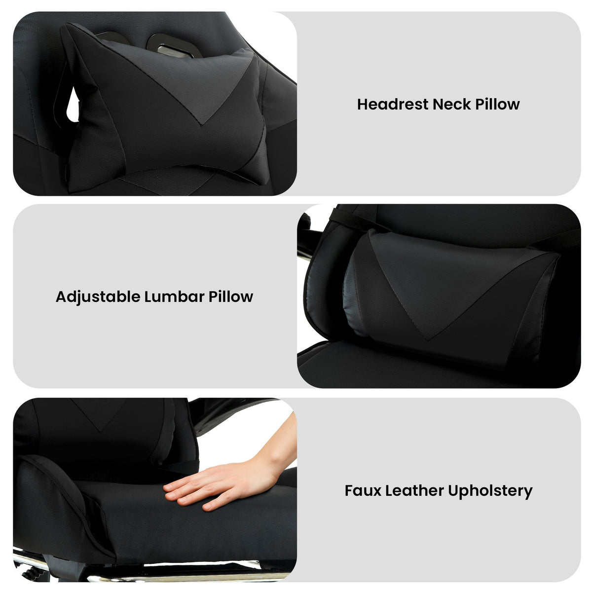 Sarantino Cueva Reclining High Back Office Gaming Chair Black Retractable Footrest Computer Seat