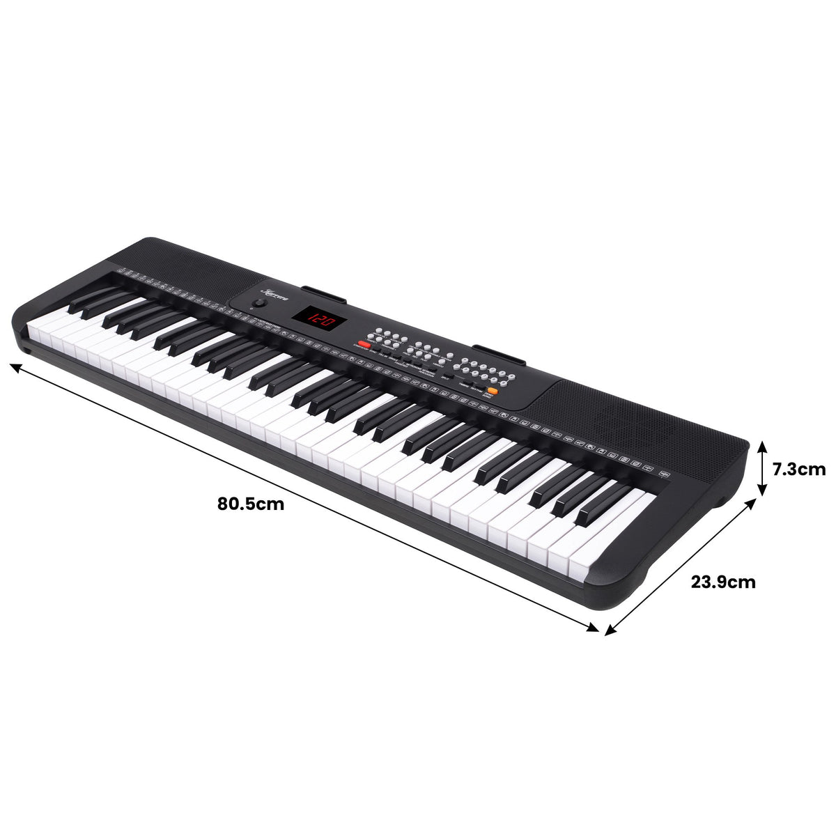 Karrera 61-Key Electronic Piano Keyboard with LED and Folding Stand in Black CHJ-SD1