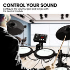 Karrera TDX-16 Electronic Drum Kit with LCD, Toms, Snares Quiet Mesh Pads & Pedals, Adjustable Stool, Headphones