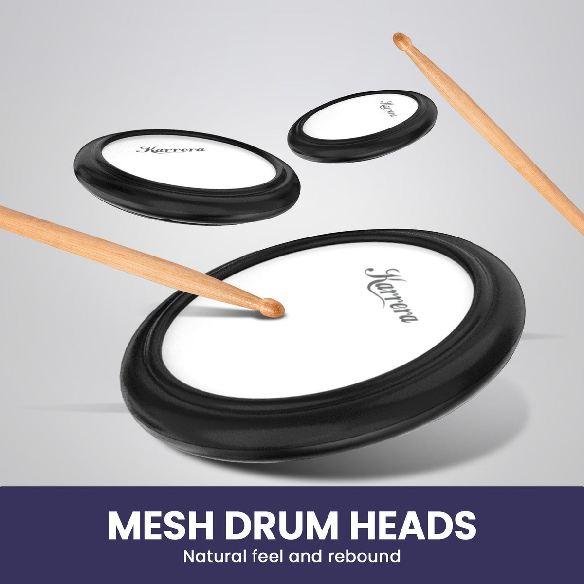 Karrera X23 Electronic Drum Kit with Sound Module, 3 Toms, Snare Quiet Mesh Drum Heads, Cymbals & Pedal