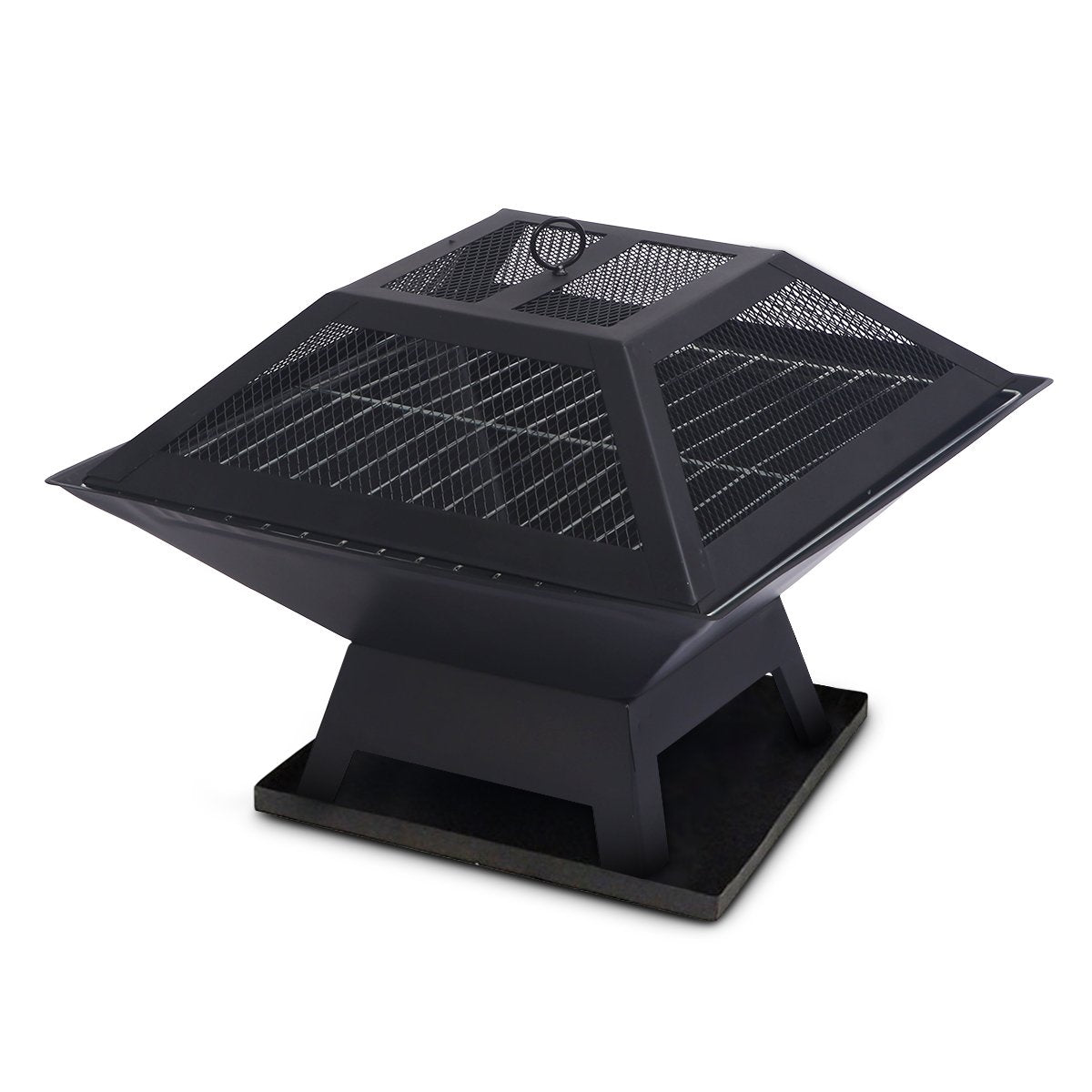 Wallaroo 2-in-1 Outdoor Fire Pit BBQ Grill Portable Charcoal Wood Brazier Heater for Patio Garden Camping Mesh Lid