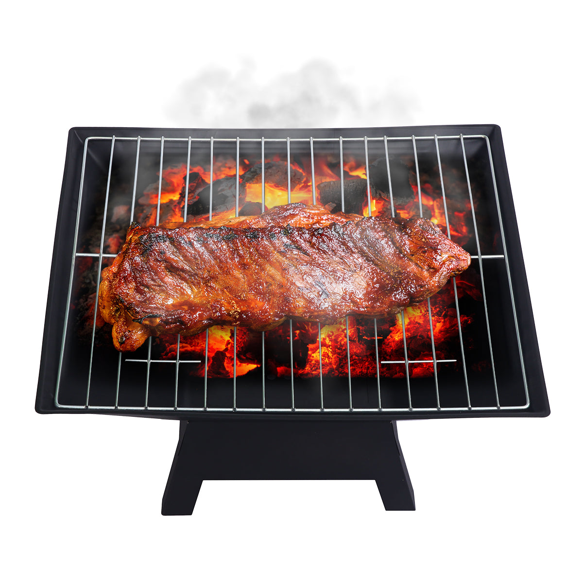 Wallaroo 2-in-1 Outdoor Fire Pit BBQ Grill Portable Charcoal Wood Brazier Heater for Patio Garden Camping Mesh Lid