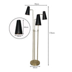 Sarantino Modern 3 Light Metal Shade Floor Lamp Black & Brass Tall Standing Lamp for Living Room Bedroom
