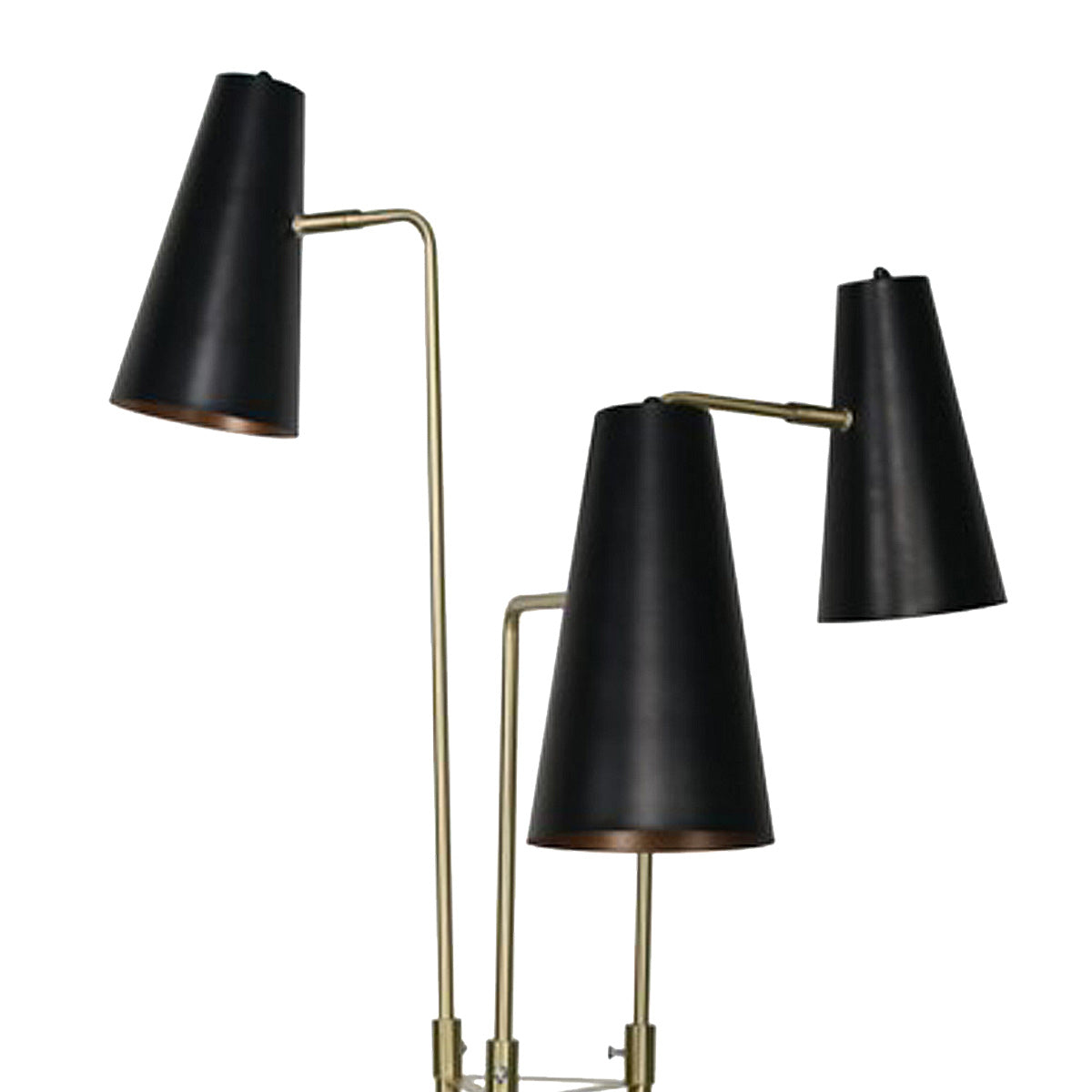 Sarantino Modern 3 Light Metal Shade Floor Lamp Black & Brass Tall Standing Lamp for Living Room Bedroom