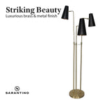 Sarantino Modern 3 Light Metal Shade Floor Lamp Black & Brass Tall Standing Lamp for Living Room Bedroom