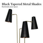 Sarantino Modern 3 Light Metal Shade Floor Lamp Black & Brass Tall Standing Lamp for Living Room Bedroom