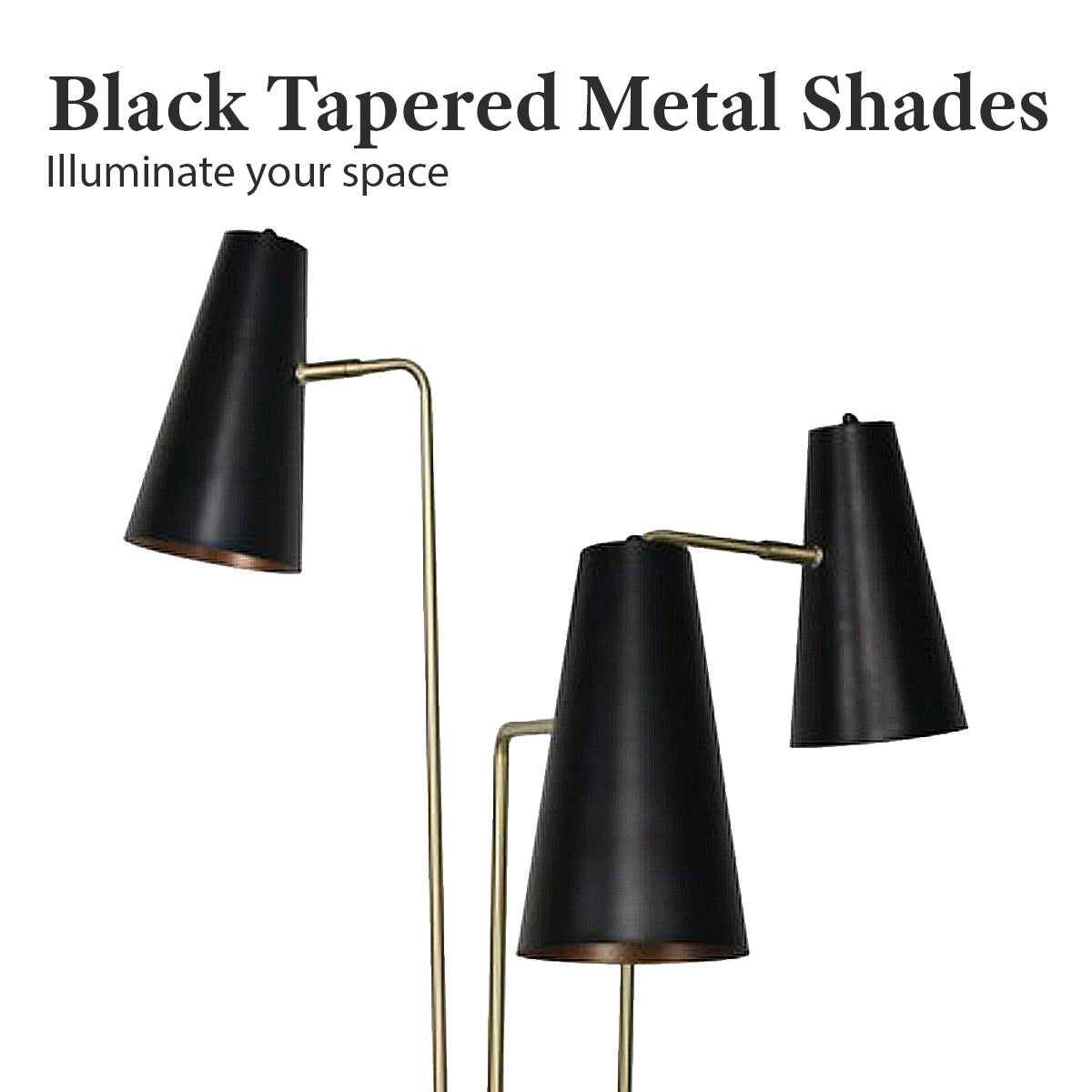 Sarantino Modern 3 Light Metal Shade Floor Lamp Black & Brass Tall Standing Lamp for Living Room Bedroom