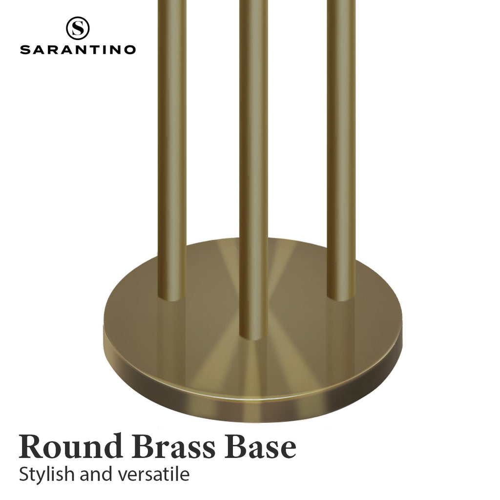 Sarantino Modern 3 Light Metal Shade Floor Lamp Black & Brass Tall Standing Lamp for Living Room Bedroom