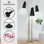 Sarantino Modern 3 Light Metal Shade Floor Lamp Black & Brass Tall Standing Lamp for Living Room Bedroom