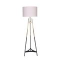 Sarantino Modern Tripod Floor Lamp Gold Black Gradient Standing Light with Linen Drum Shade for Living Room Office